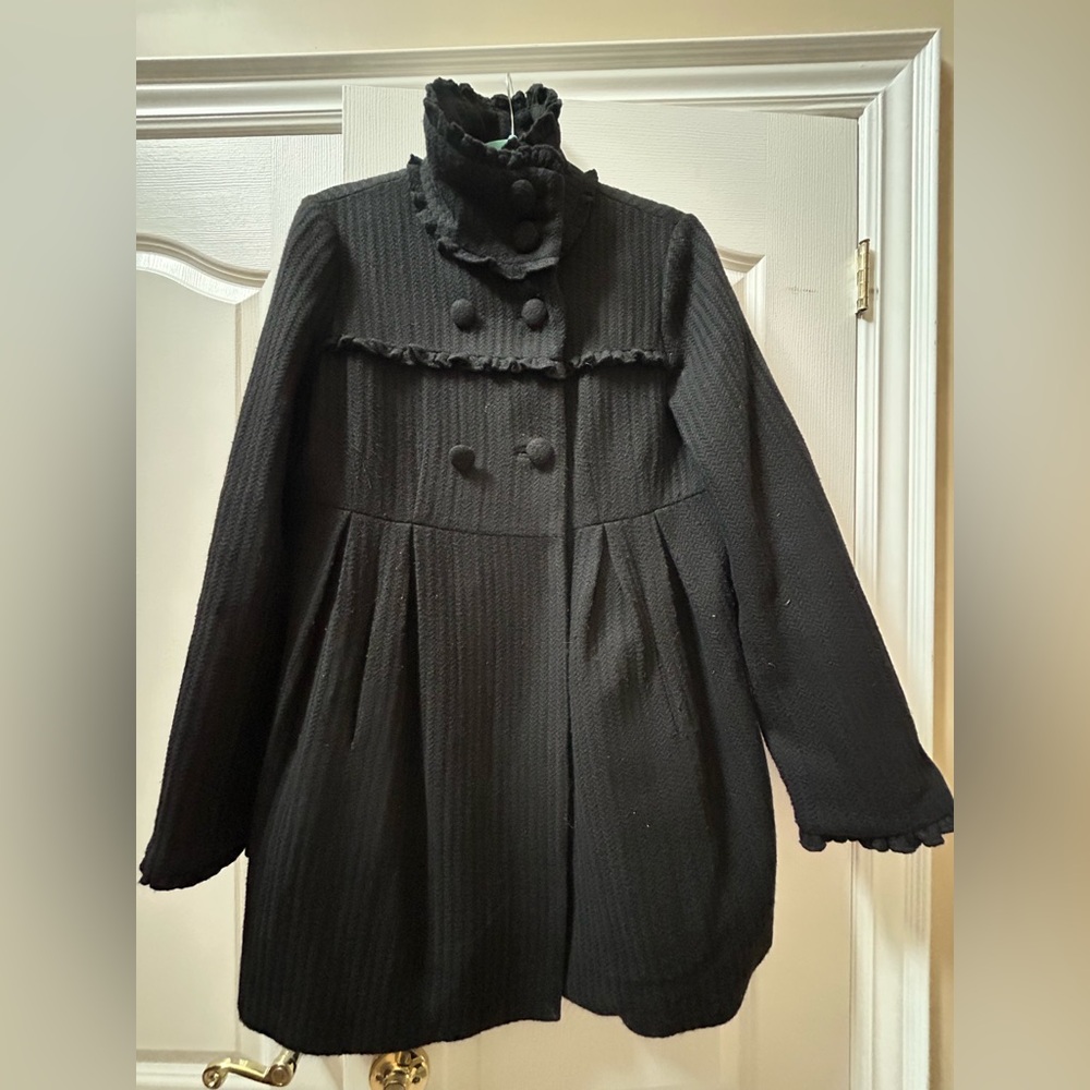 Steve Madden Black Textured Pea Coat
